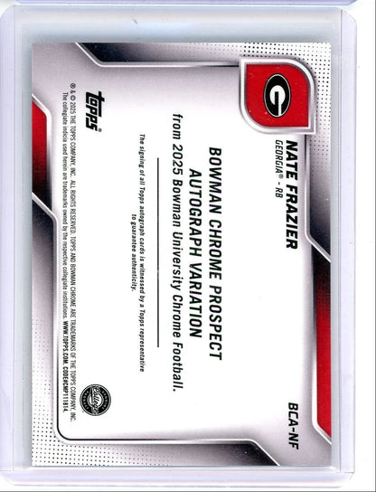 Nate Frazier 2025 1st Bowman Chrome autograph Blue ref. #'d 125/150