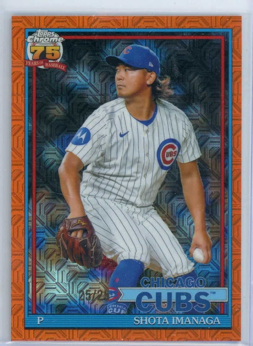 Shota Imanaga 2026 Topps Chrome 75th Anniversary Orange Mojo #'d 25/25