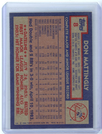 Don Mattingly 1984 Topps Rookie #8