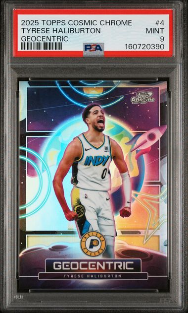 Tyrese Haliburton 2025-26 Topps Chrome Cosmic Geocentric SSP PSA 9