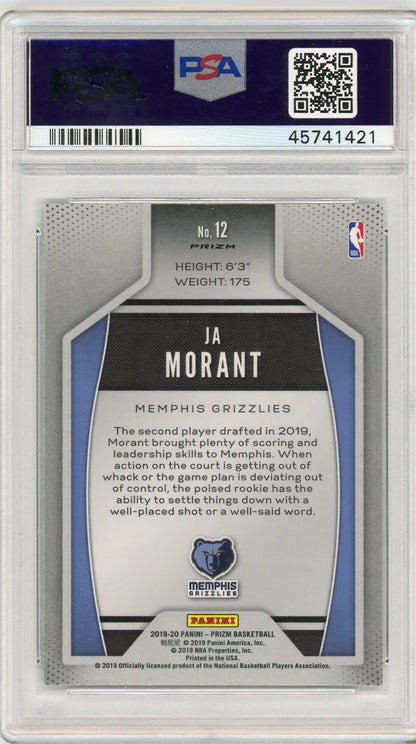 Ja Morant 2019 Panini Prizm Instant Impact Silver Prizm Rookie Card PSA 10