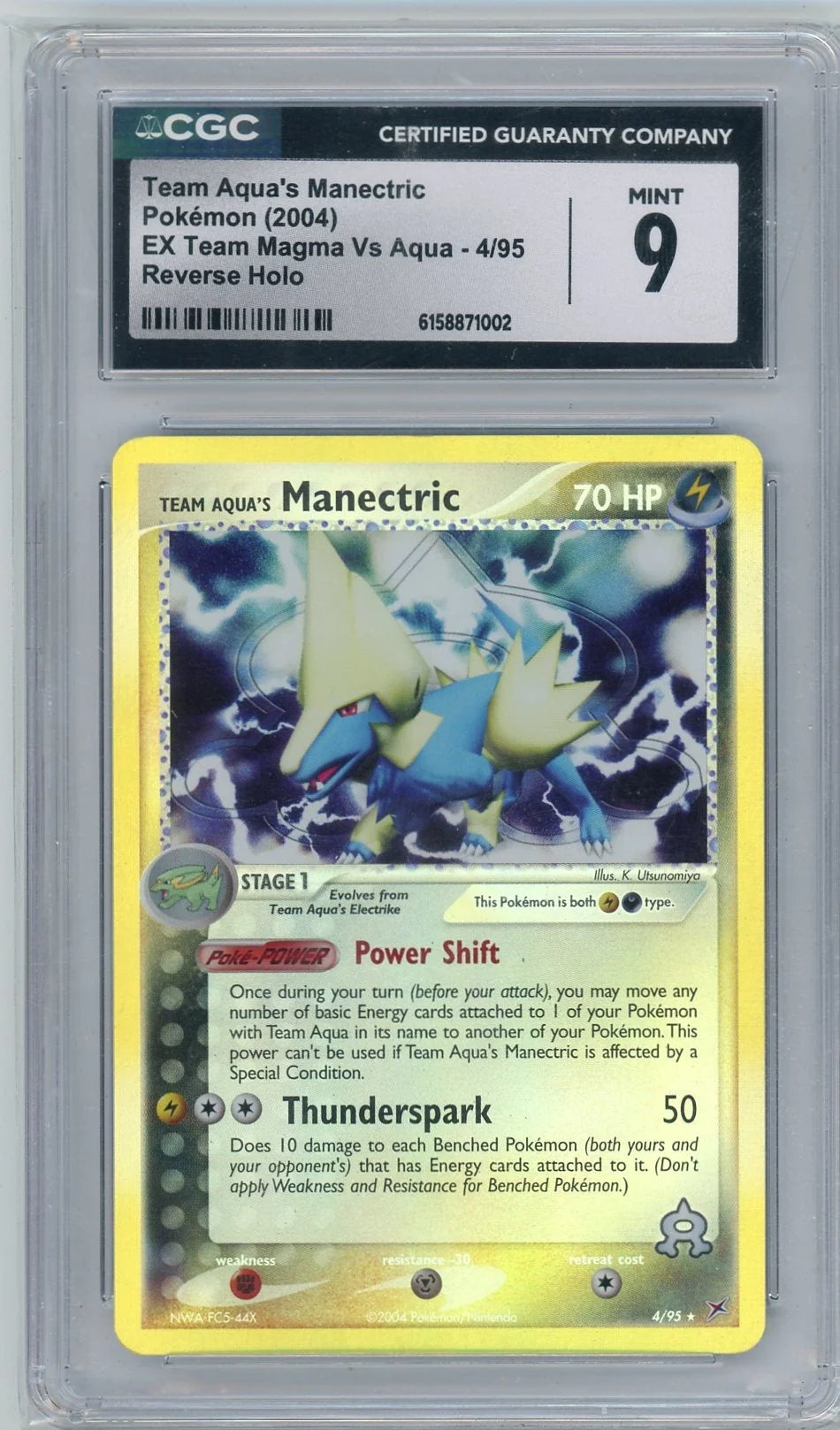 Team Aqua's Manectric 2004 Pokemon EX Team Magma vs Aqua reverse holo #4/95 CGC 9