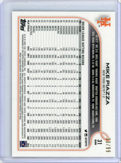 Mike Piazza 2022 Topps Gilded #'d 30/99