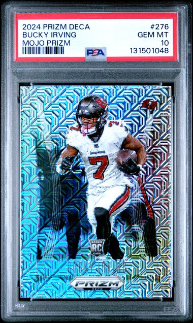 Bucky Irving 2024 Panini Prizm Deca Rookie Card Mojo #'d 02/30 PSA 10