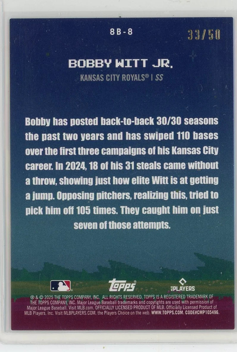 Bobby Witt Jr. 2025 Topps 8-bit Ballers gold foil #'d 33/50