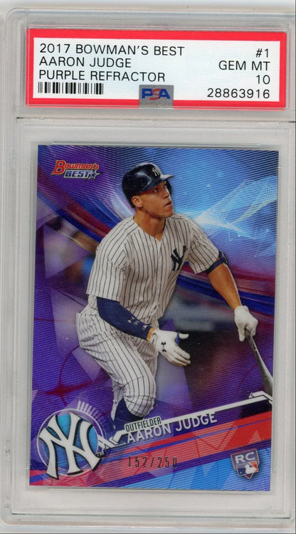Aaron Judge 2017 Bowman's Best Purple Refractor RC PSA 10 #'d 152/250
