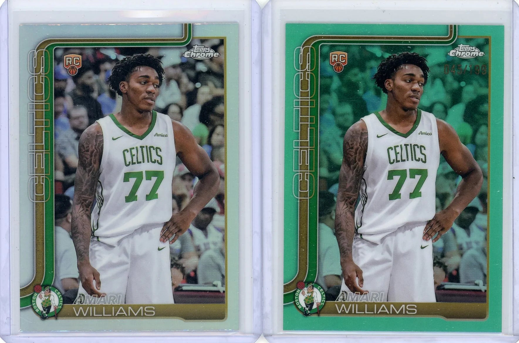 Amari Williams 2025-26 Topps Chrome 2-card Refractor + Aqua /199 RC lot