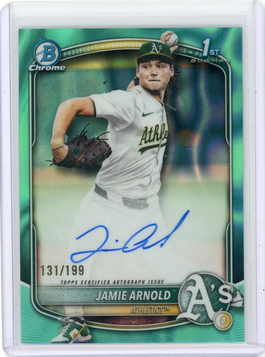 Jamie Arnold 2025 Bowman Draft 1st Bowman Aqua Lava Autograph #'d 131/199