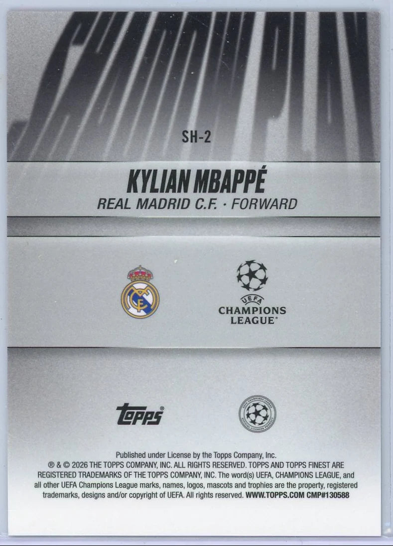 Kylian Mbappe 2025-26 Topps Finest UEFA Shadow Play