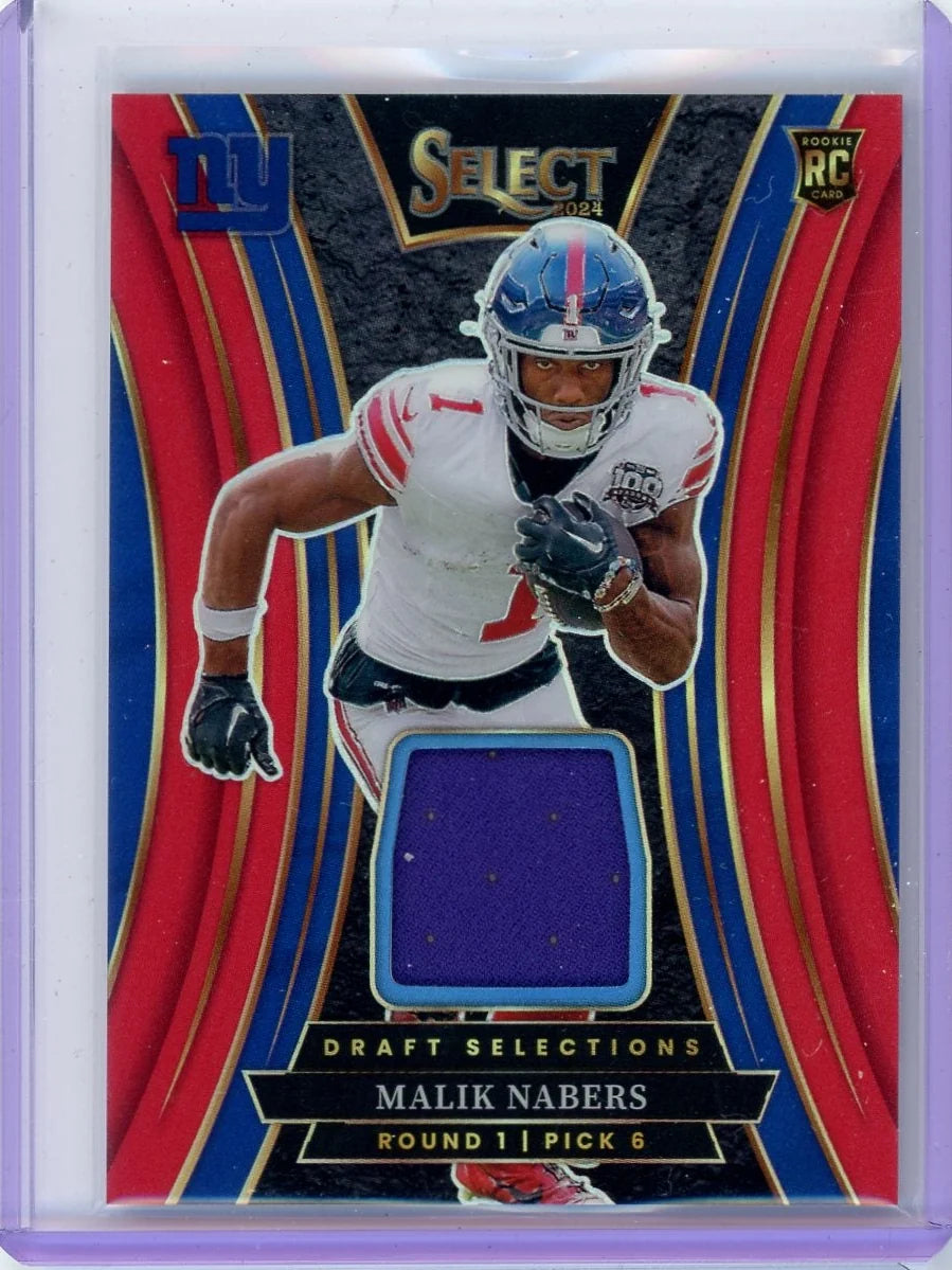 Malik Nabers 2024 Panini Select Draft Selections Red Prizm Jersey Relic RC