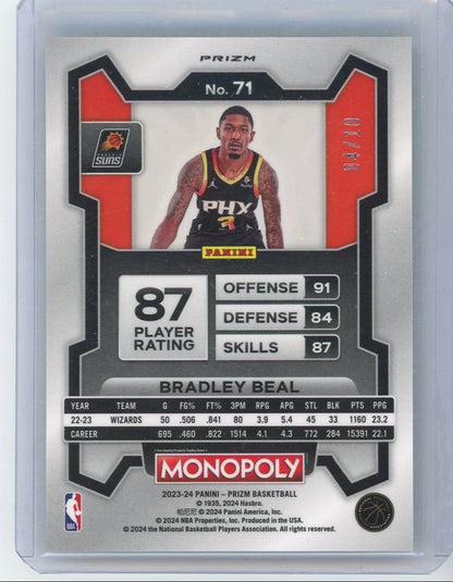 Bradley Beal 2023-24 Panini Prizm Monopoly light green prizm #'d 04/10