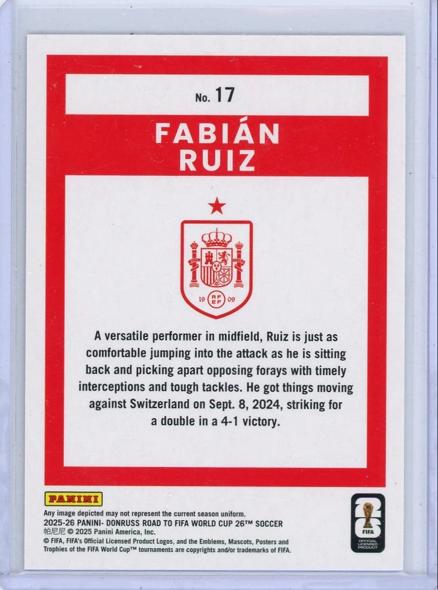 Fabian Ruiz 2026 Panini Donruss World Cup pink swirl #'d 66/89