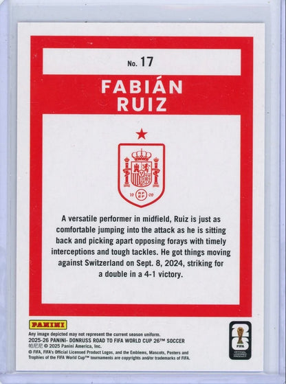 Fabian Ruiz 2026 Panini Donruss World Cup pink swirl #'d 66/89