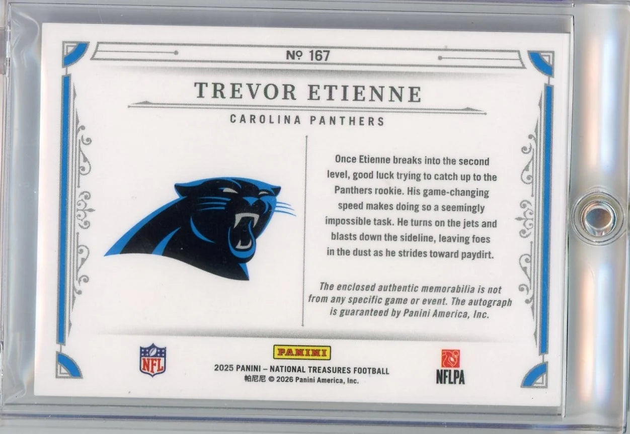 Trevor Etienne 2025 Panini National Treasures True RPA #'d 66/99