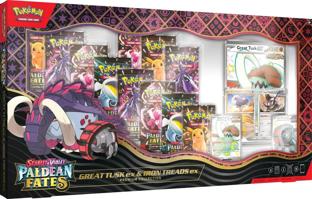 Pokémon Scarlet & Violet Paldean Fates Great Tusk & Iron Treads ex Premium Collection Box