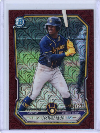 Jesús Made 2026 Bowman Chrome Prospects Burgundy Mojo Refractor #'d 197/275