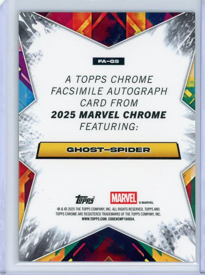 Ghost-Spider 2025 Topps Chrome Marvel Facsimile Auto Gold Wave Refractor #'d 16/50