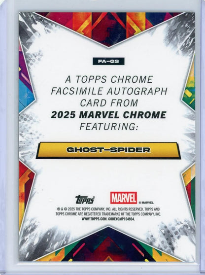 Ghost-Spider 2025 Topps Chrome Marvel Facsimile Auto Gold Wave Refractor #'d 16/50