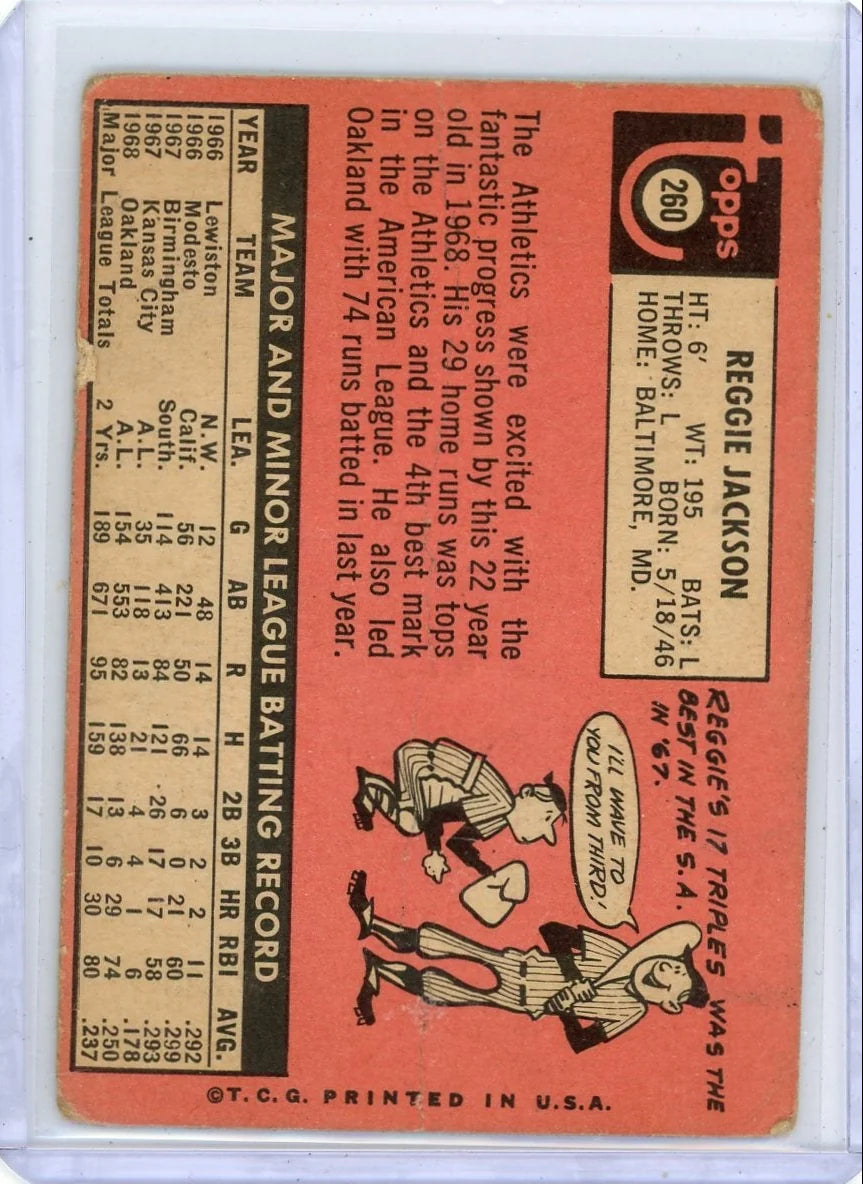Reggie Jackson 1969 Topps rookie card #260 (DMG/creased)