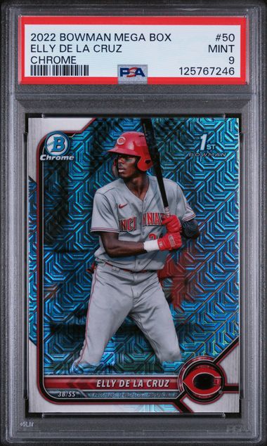 Elly De La Cruz 2022 Bowman Mega Box 1st Bowman Chrome Mojo Refractor PSA 9