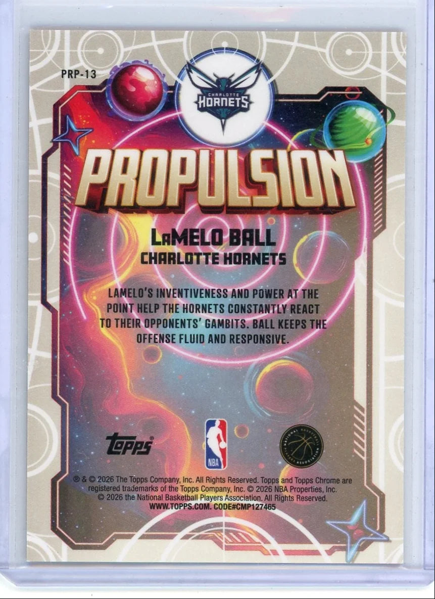 LaMelo Ball 2025-26 Topps Chrome Cosmic Propulsion Orange Refractor #'d 11/25