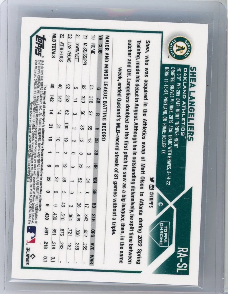 Shea Langeliers 2023 Topps Chrome Auto RC