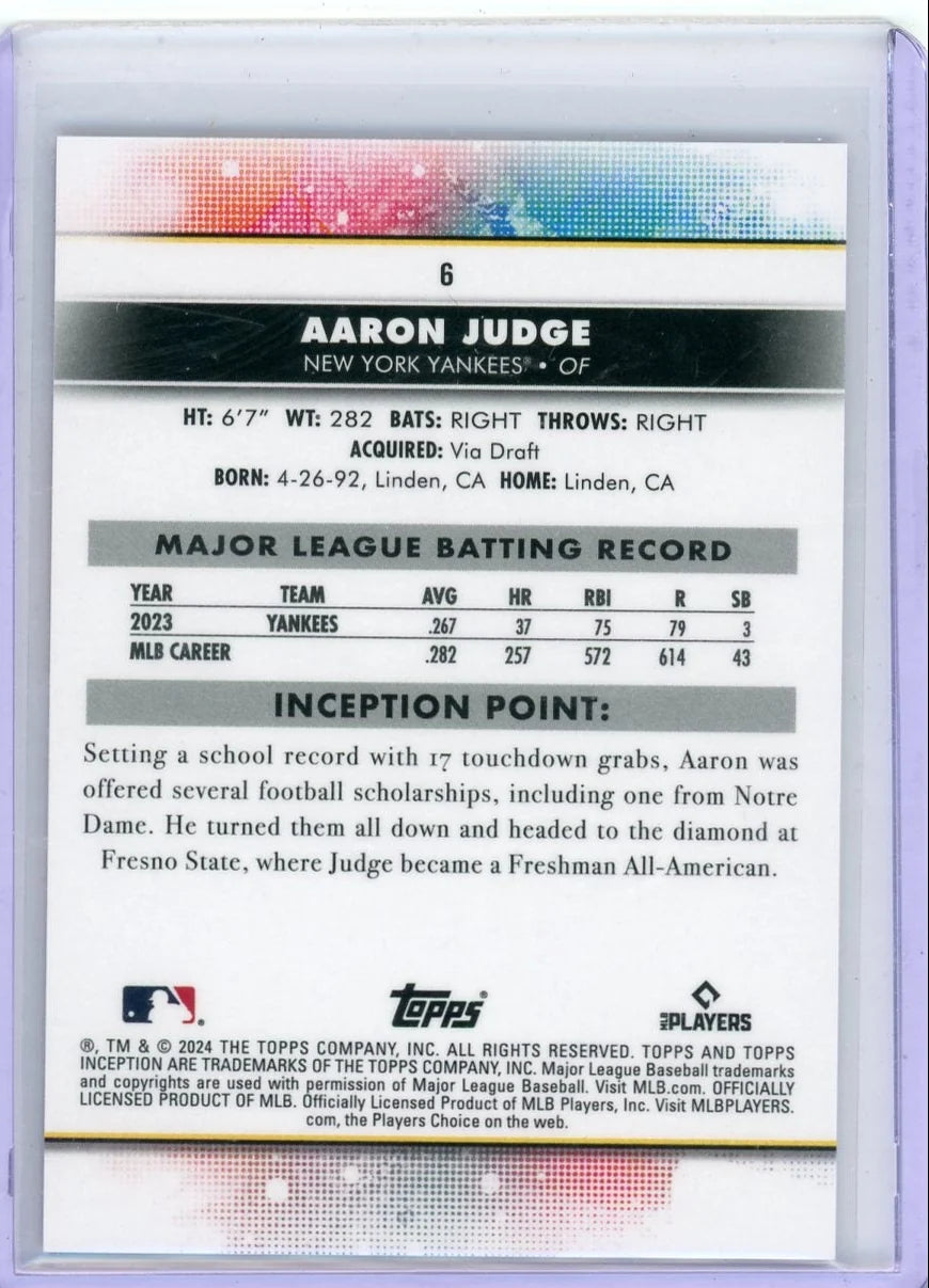 Aaron Judge 2024 Topps Inception Purple #'d 097/150