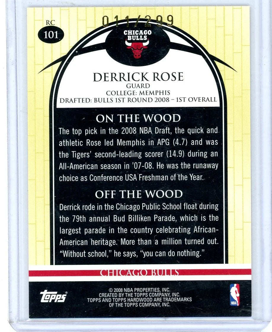 Derrick Rose 2008-09 Topps Hardwood Wood #'d 011/299 (2 balls)