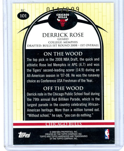 Derrick Rose 2008-09 Topps Hardwood Wood #'d 011/299 (2 balls)