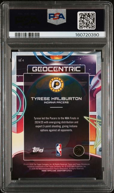 Tyrese Haliburton 2025-26 Topps Chrome Cosmic Geocentric SSP PSA 9