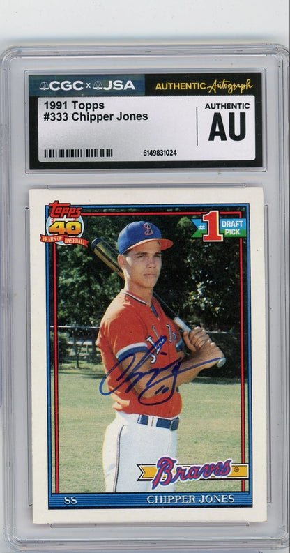 Chipper Jones 1991 Topps #333 IP Autograph CGC Authentic
