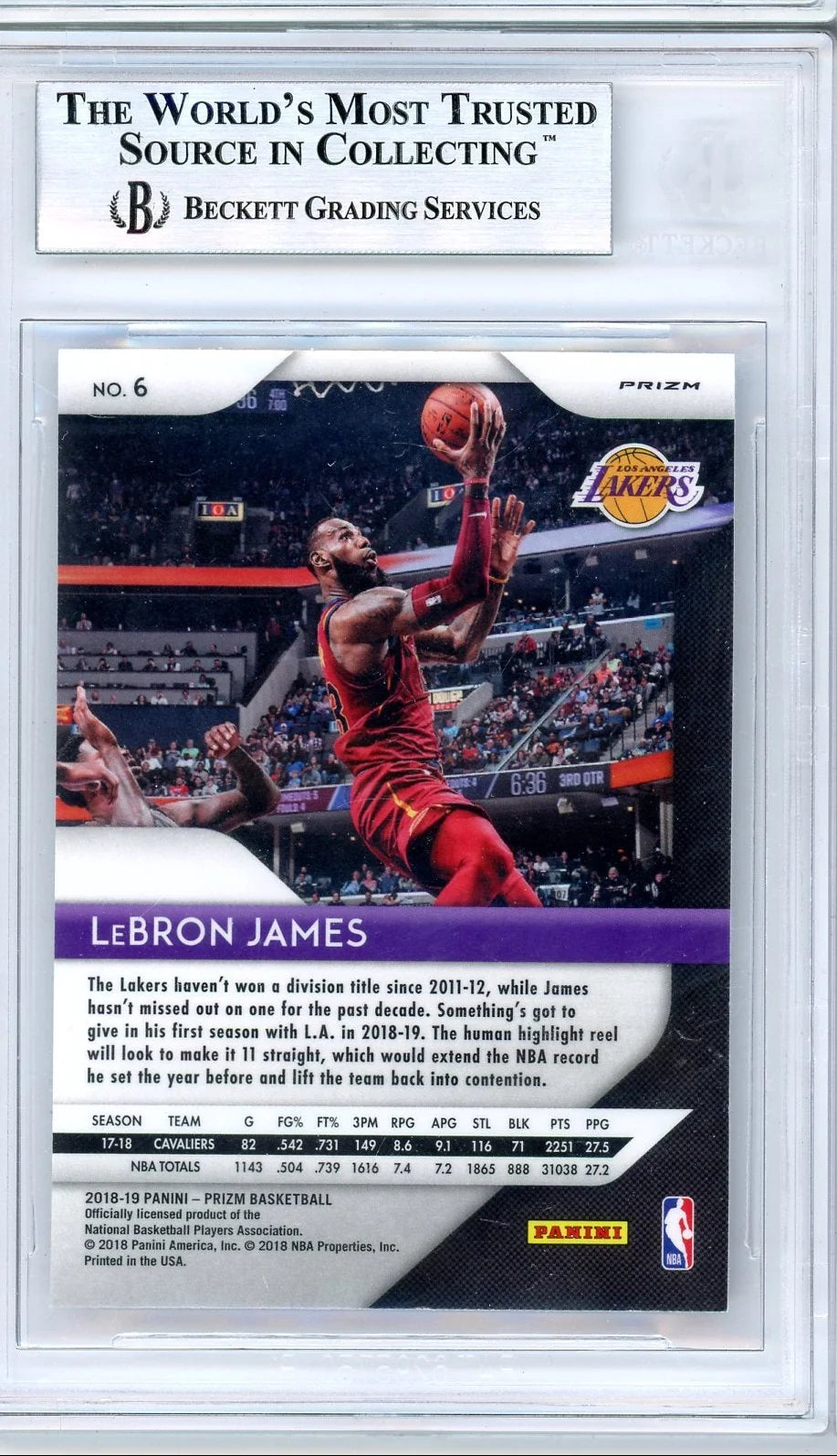 LeBron James 2018-19 Panini Prizm silver BGS 9