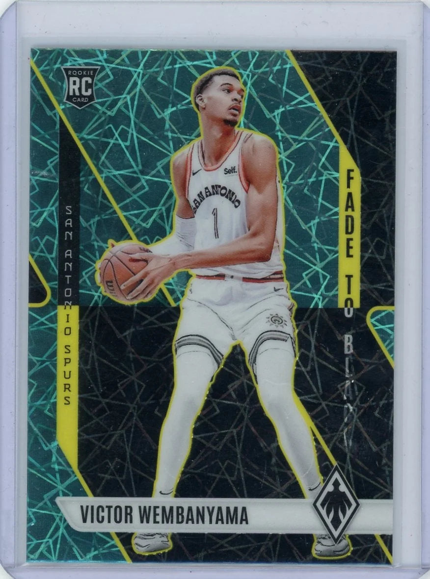 Victor Wembanyama 2023-24 Panini Phoenix Fade To Black Teal Lazer Prizm RC