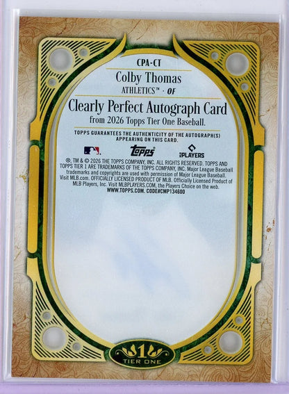Colby Thomas 2026 Topps Tier One #CPA-CT Clearly Perfect Auto #'d /75