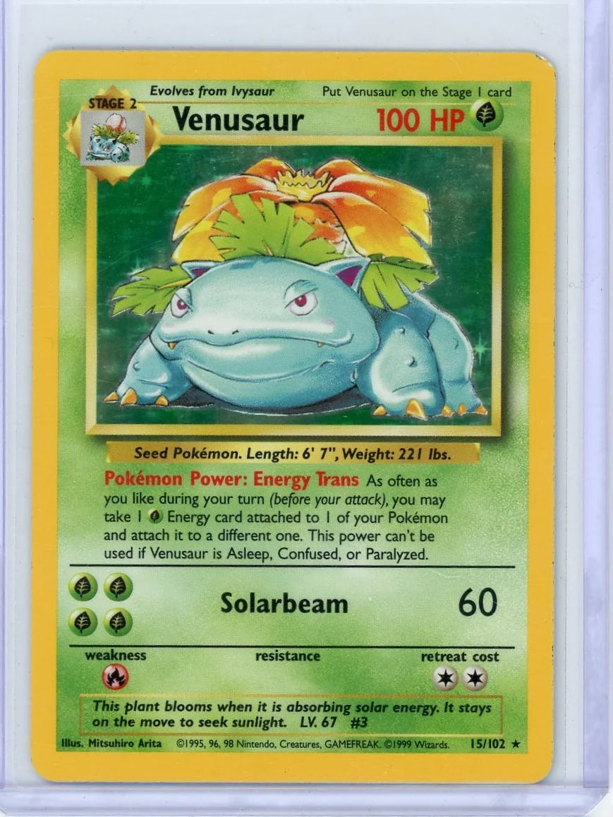 Venusaur Pokémon Base Set Unlimited Holo #15/102 HP