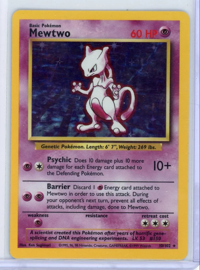 Mewtwo Pokémon Base Set Unlimited Holo #10/102 HP
