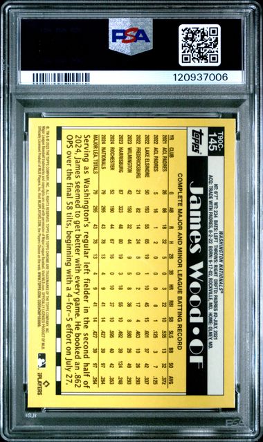 James Wood 2025 Topps Silver Pack rookie card PSA 9