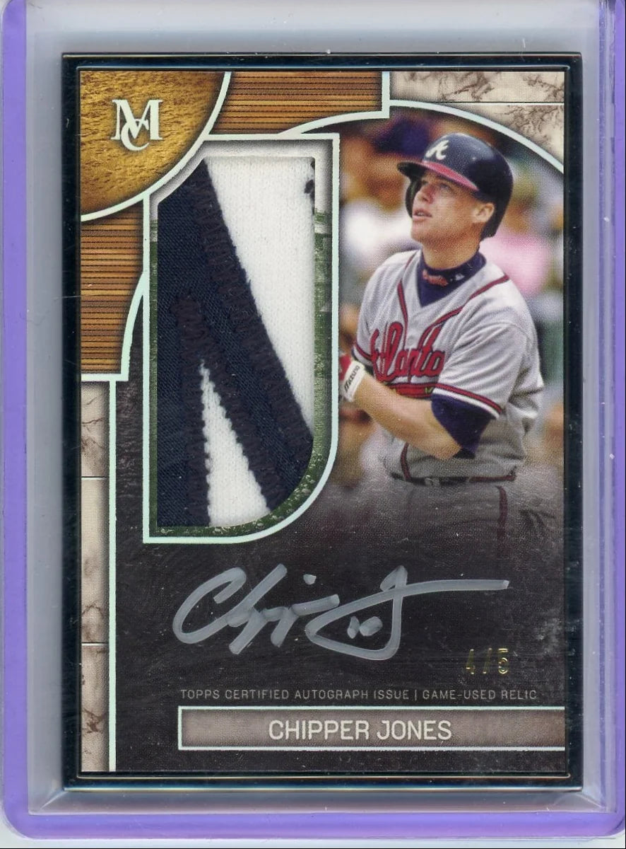 Chipper Jones 2025 Topps Museum Collection Framed Autographed Patch Card #'d 4/5