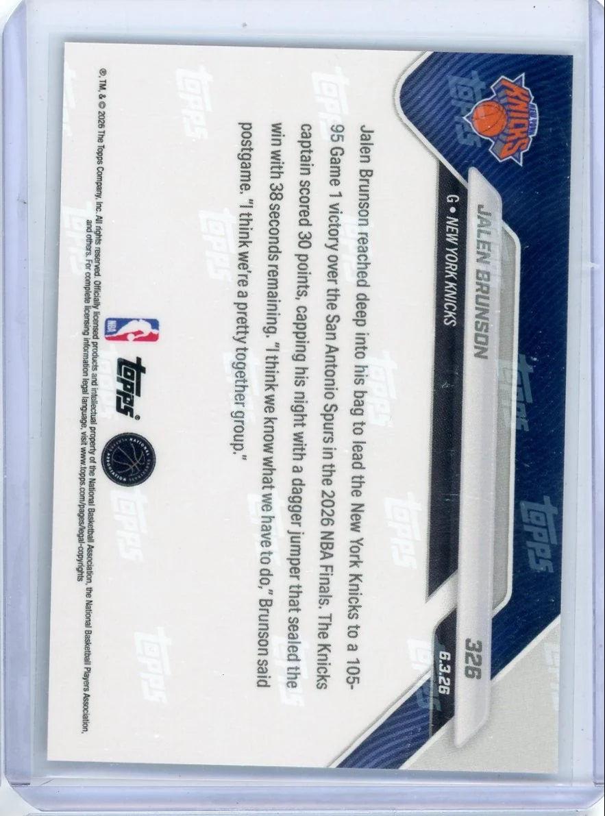 Jalen Brunson 2026 Topps Now Finals #326
