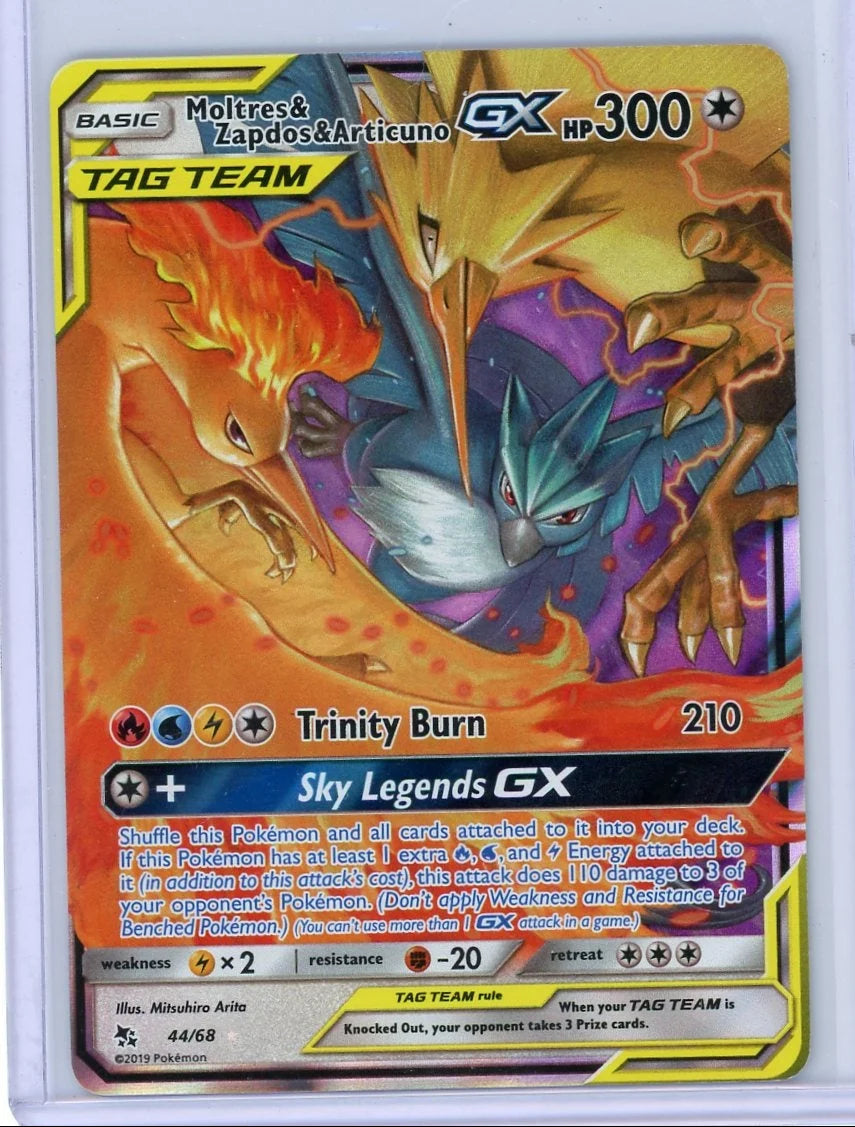 Moltres & Zapdos & Articuno GX Pokémon Hidden Fates Ultra Rare #44/68