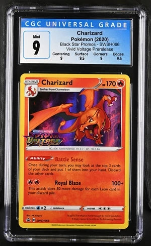 Charizard Pokémon Vivid Voltage Prerelease Black Star Promo #SWSH066 CGC 9