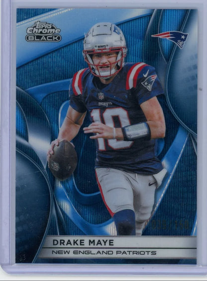 Drake Maye 2025 Topps Chrome Black Blue Wave #'d 039/150