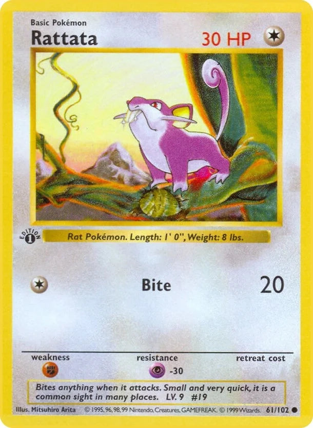 Rattata (061/102) (Base Set (Shadowless)) (BSS)