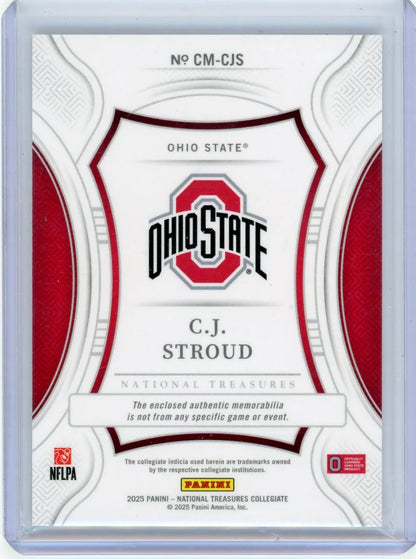 C.J Stroud 2025 National Treasures Collegiate Century Materials Patch #'d 22/25