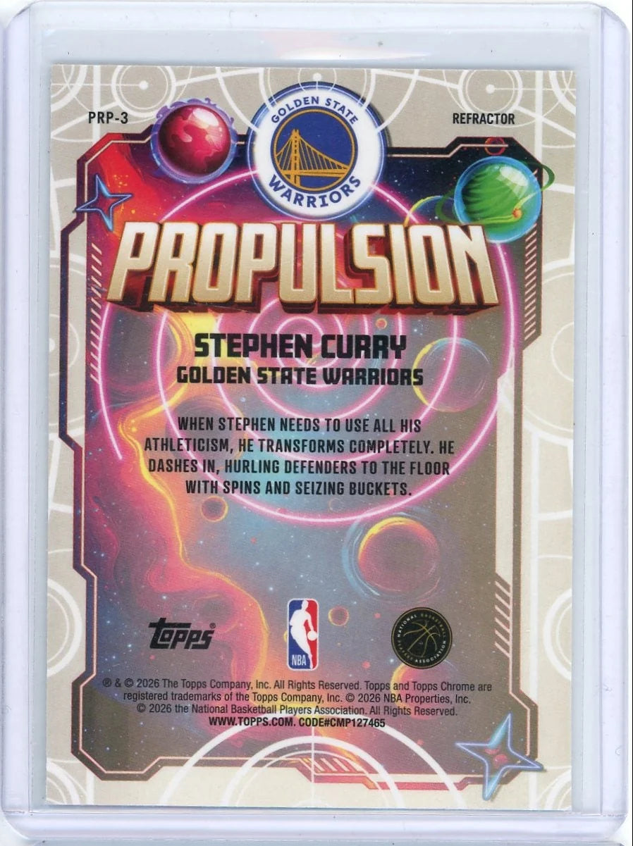 Stephen Curry 2025-26 Topps Chrome Cosmic Propulsion Refractor