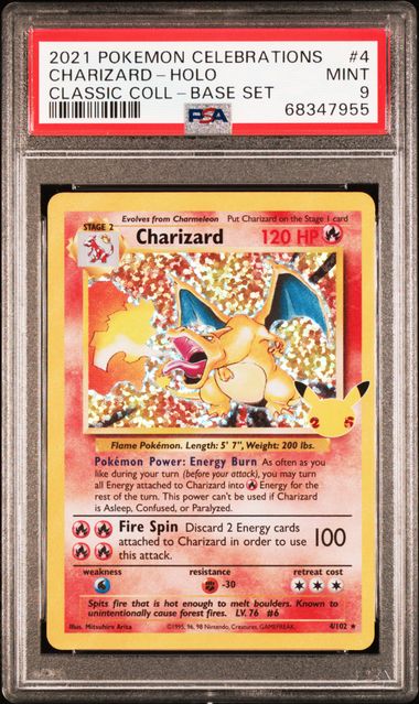 Charizard Pokémon Celebrations Classic Collection Base Set #4/102 PSA 9