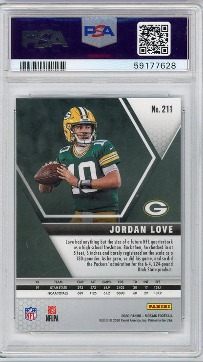 Jordan Love 2020 Panini Mosaic Rookie Card #211 PSA 10