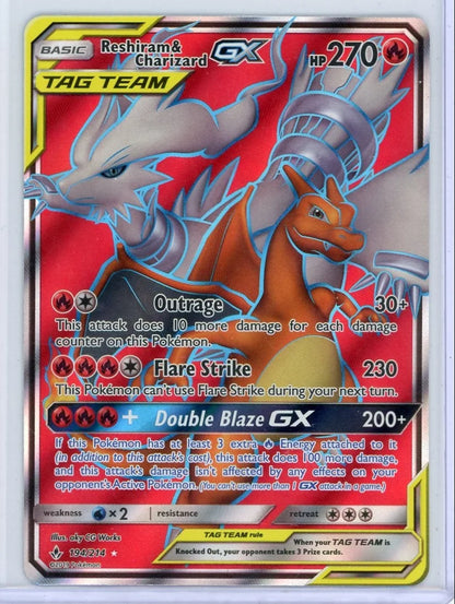 Reshiram & Charizard GX Pokémon Unbroken Bonds Ultra Rare #194