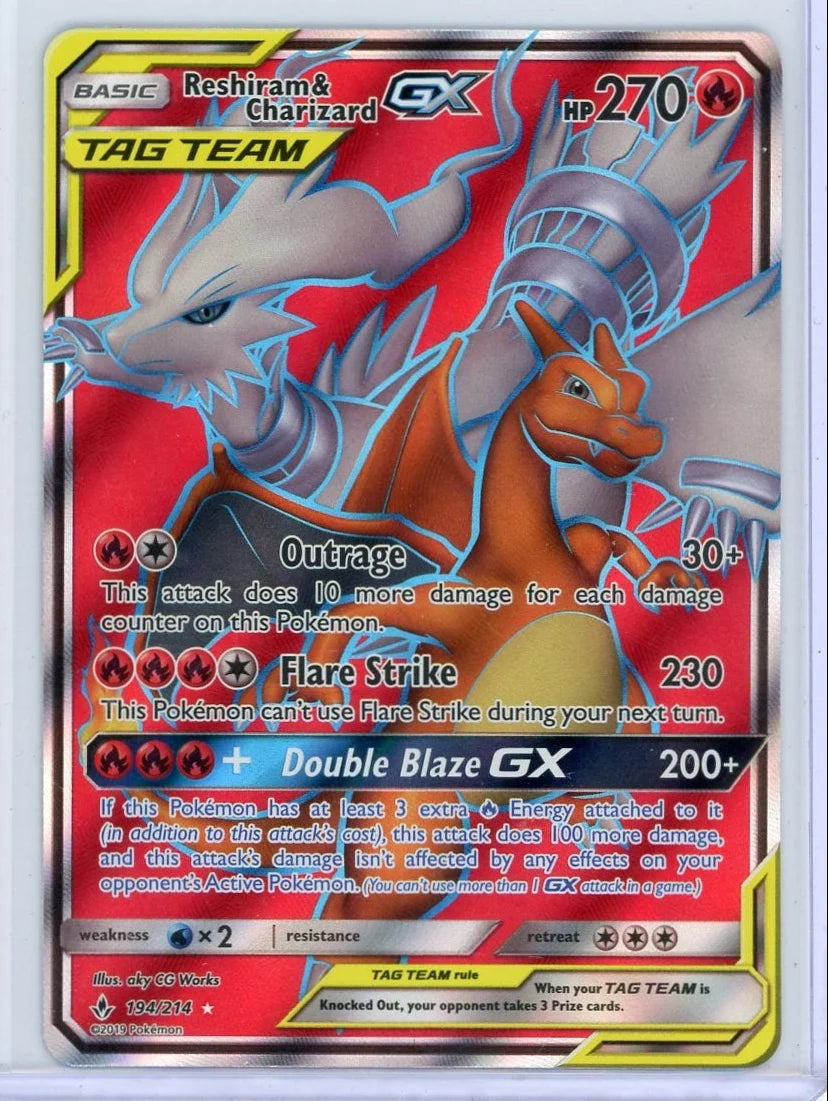 Reshiram & Charizard GX Pokémon Unbroken Bonds Ultra Rare #194