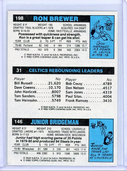 J. Bridgeman/L. Bird/R. Brewer 1980 Topps